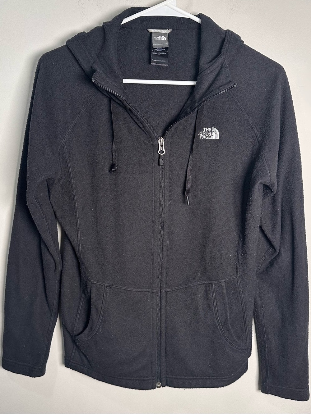 The North Face Black Fleece Jacket with White Logo